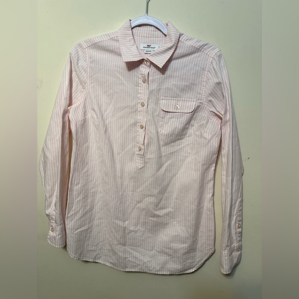 Vineyard Vines Striped‎ Popover Half Button Pink And White Stripe Tunic Size 6